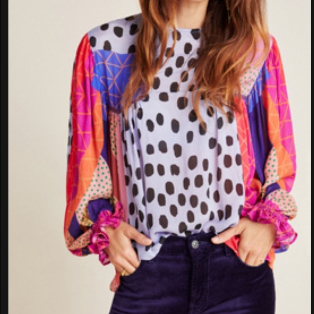 Anthropologie Colorful Polka Dot Women's Top